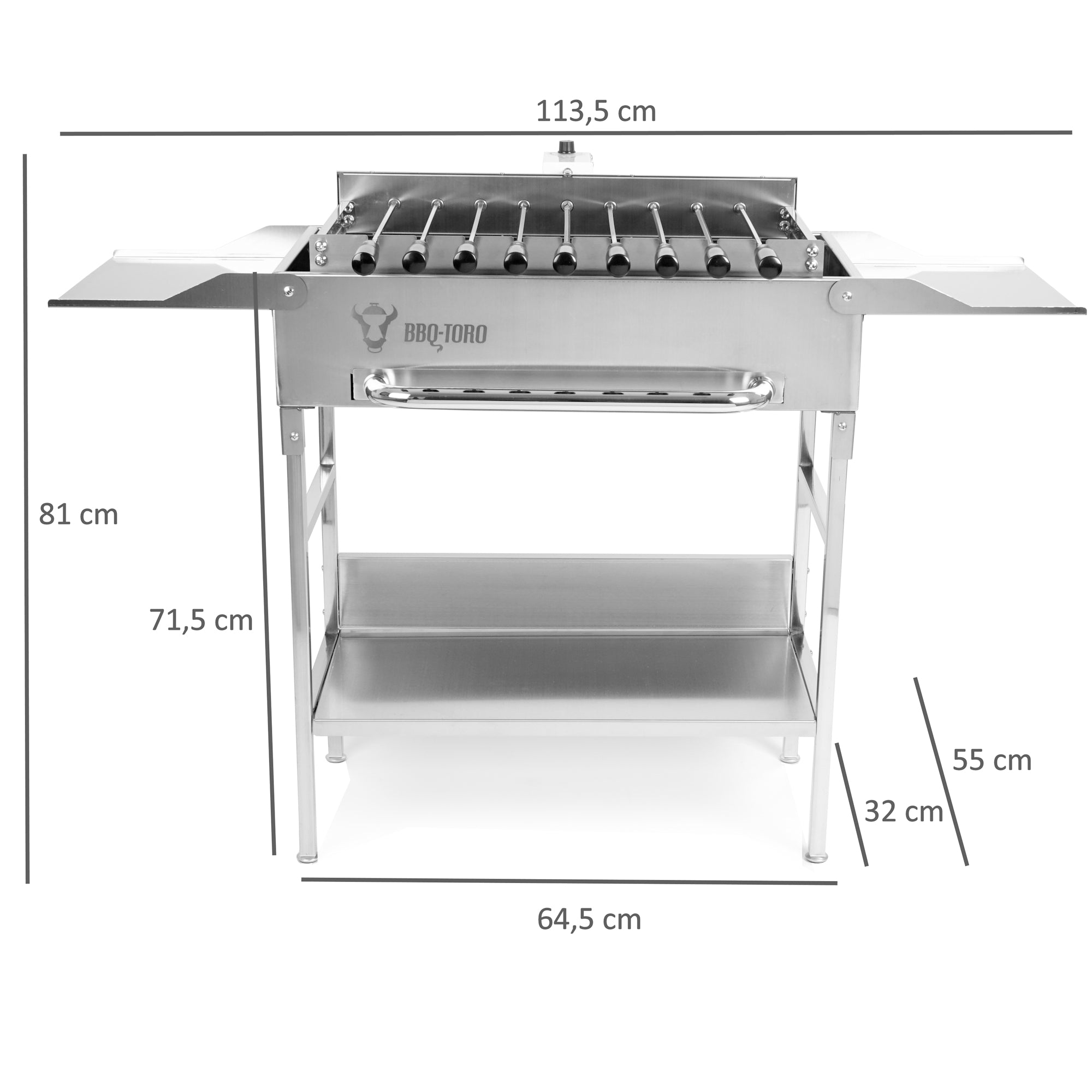 Grill mit Spießaufsatz, 9 Spieße, Edelstahl, inkl. Motor