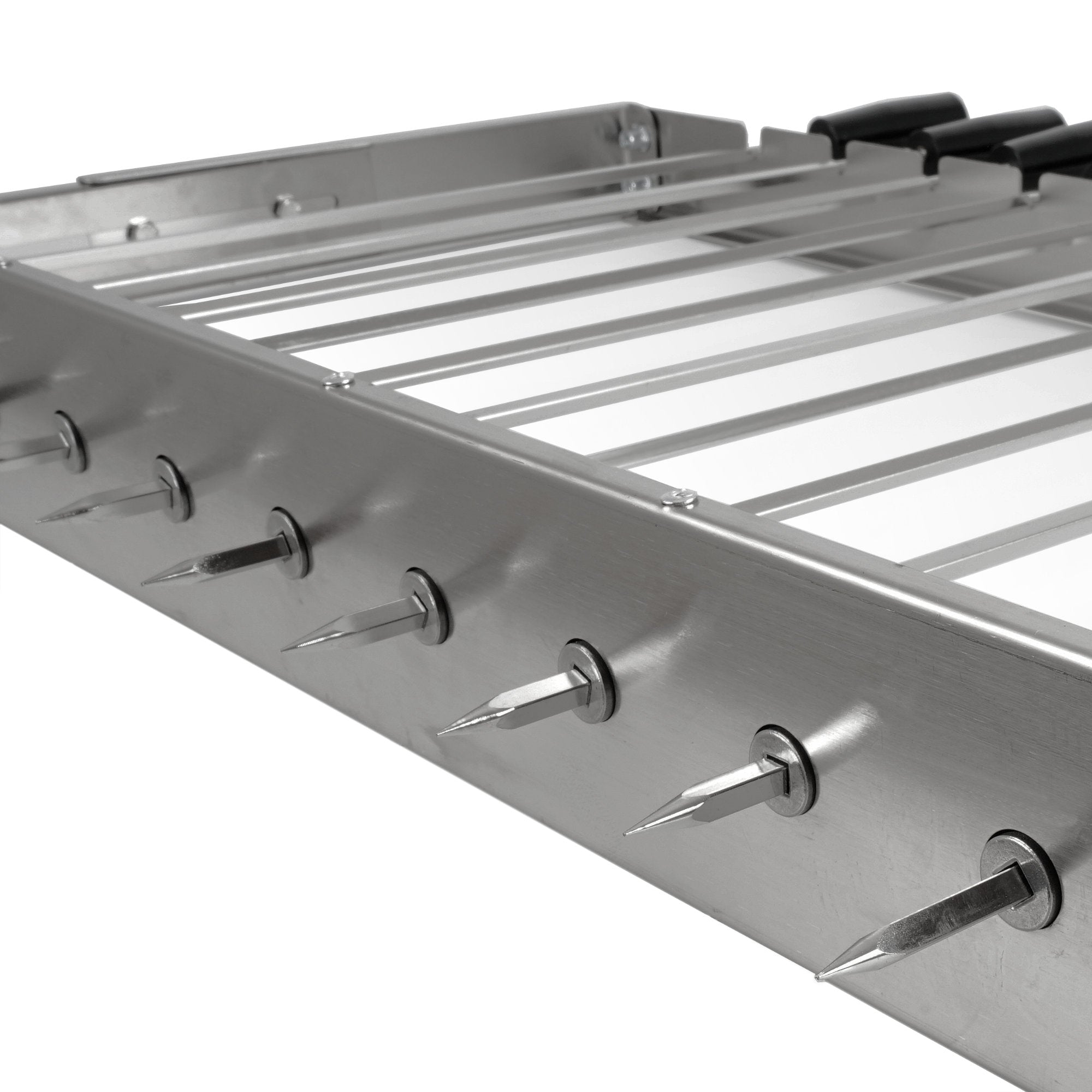 Accessoire pour grillades, 9 brochettes, 56 x 26-40 cm, acier inoxydable, moteur inclus à gauche