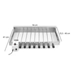 Grillaufsatz, 9 Spieße, 56 x 26-40 cm, Edelstahl, inkl. Motor links