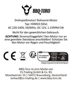 Grillaufsatz, 10 Spieße, 70 x 27-40 cm, Edelstahl, inkl. Motor links