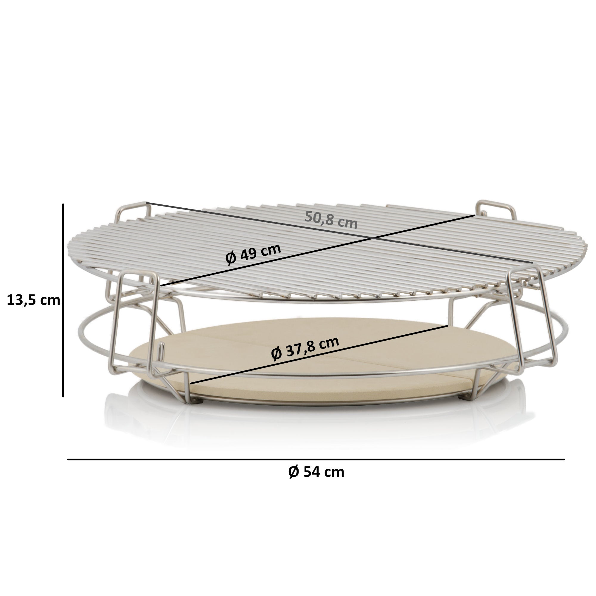 Smokersystem für Ø 57 cm Kugelgrill, Ø 54 cm, 3 Ebenen, Edelstahl