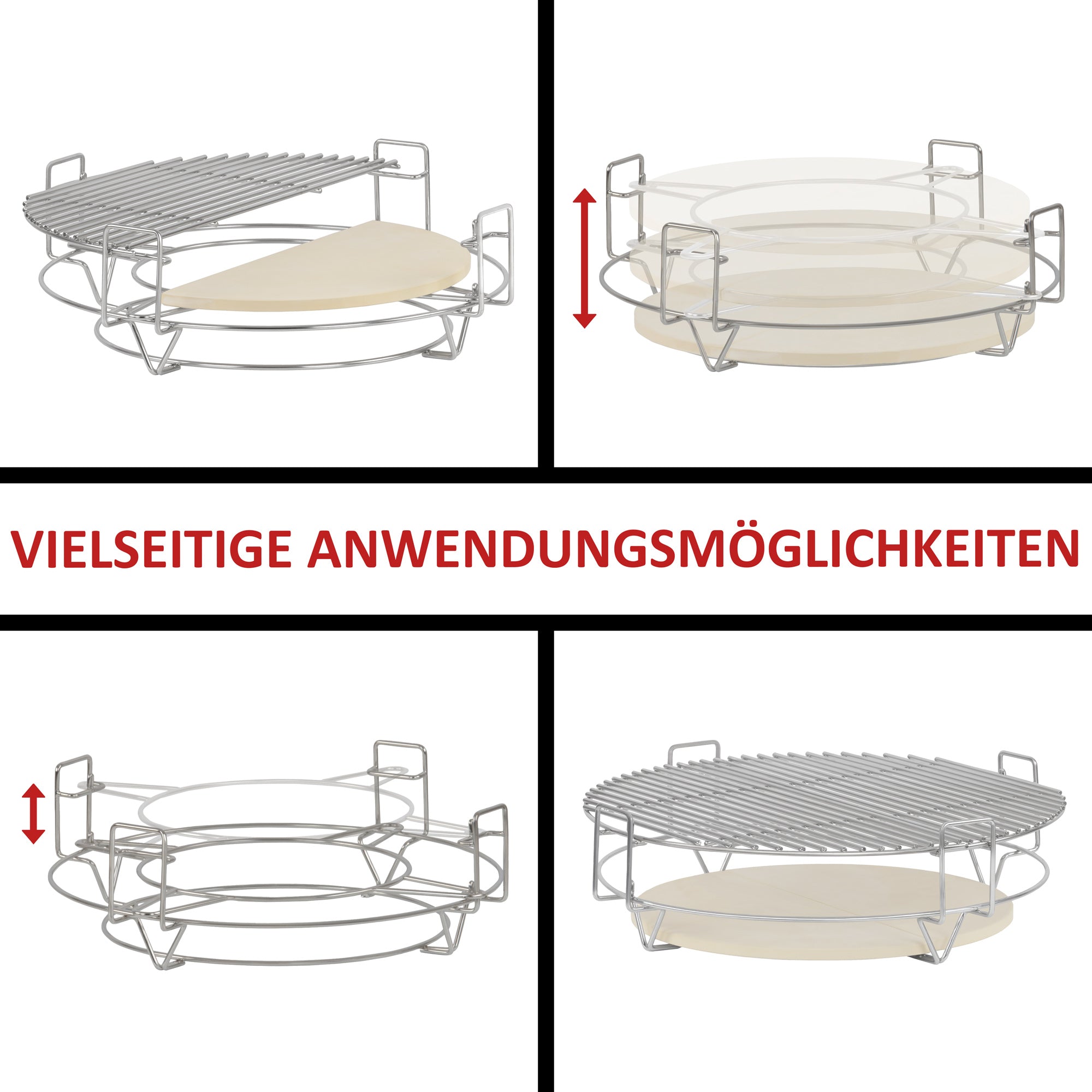 Système de fumage pour Kamado, 3 niveaux, acier inoxydable