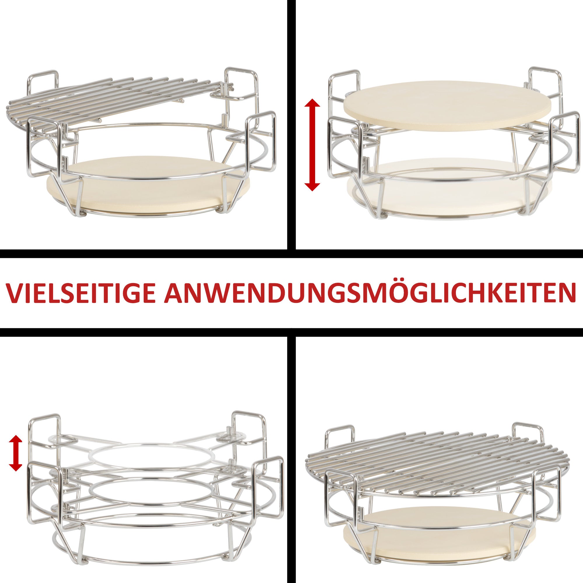 Système de fumage pour Kamado, 3 niveaux, acier inoxydable