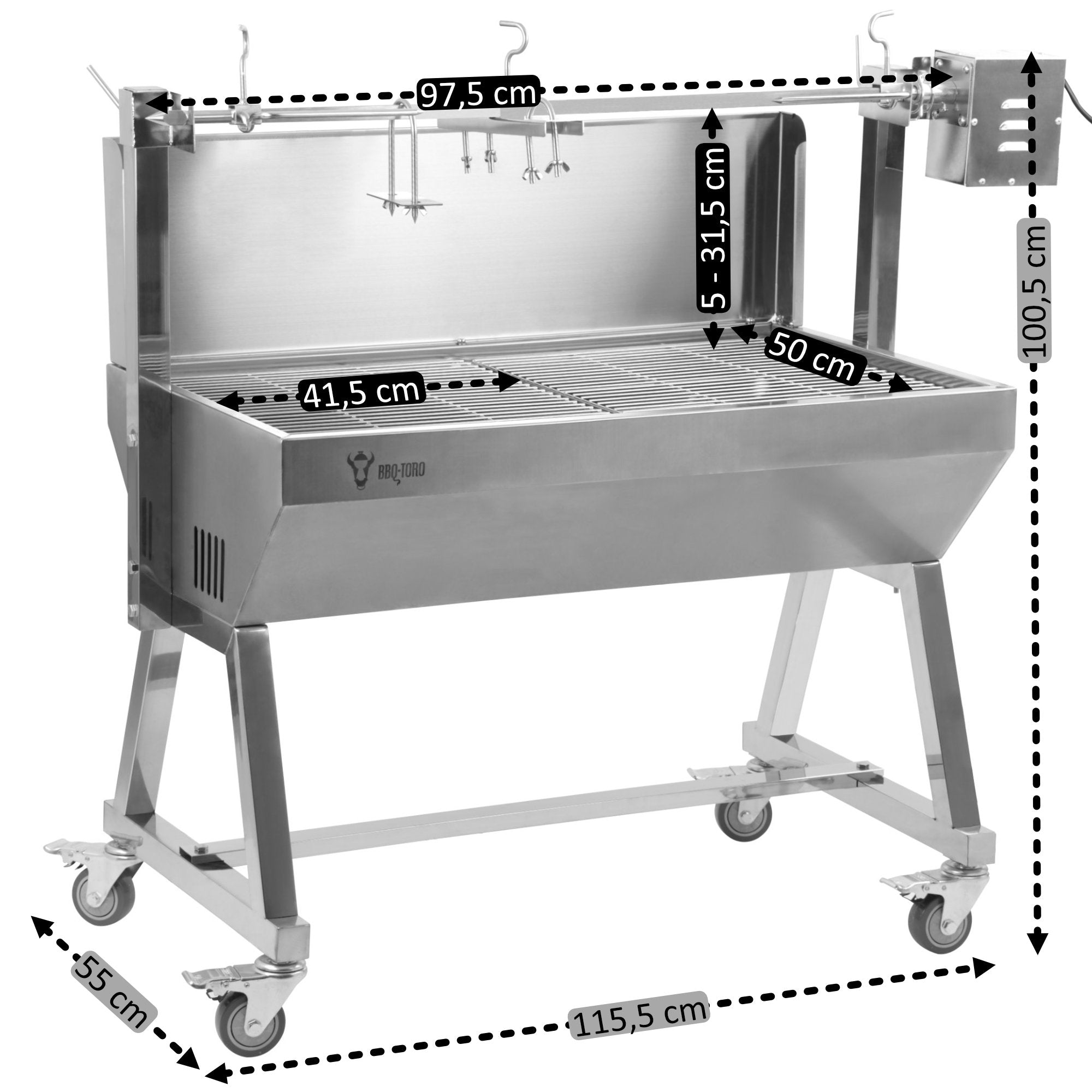 Spanferkelgrill, bis 60 kg, mobil, Edelstahl