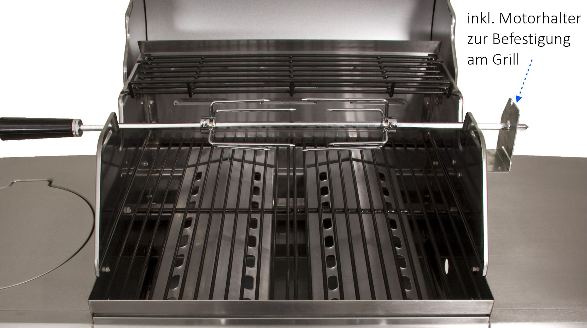 Grill skewer set 100 cm, including meat needles and motor