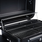 Chariot pour barbecue au charbon de bois, bac à charbon réglable en hauteur, avec thermomètre