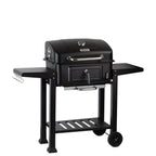 Chariot pour barbecue au charbon de bois, bac à charbon réglable en hauteur, avec thermomètre