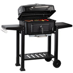 Chariot pour barbecue au charbon de bois, bac à charbon réglable en hauteur, avec thermomètre
