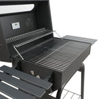 Holzkohle Grillwagen, 122 x 60 x 96 cm, mit Thermometer und Sichtfenster