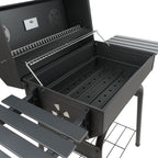 Holzkohle Grillwagen, 122 x 60 x 96 cm, mit Thermometer und Sichtfenster