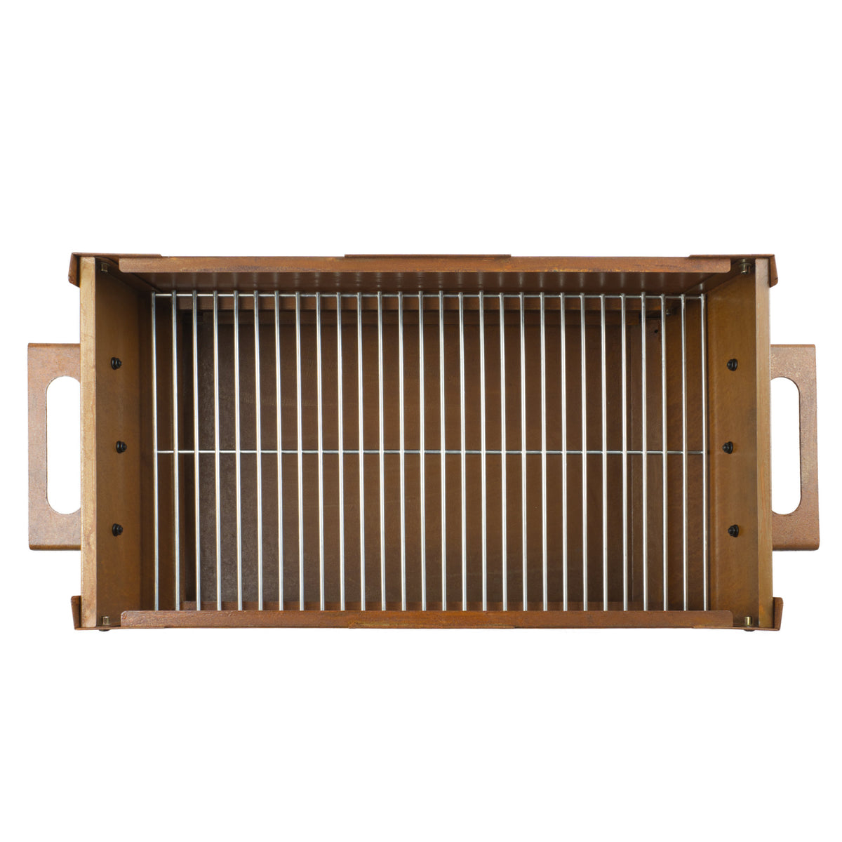 Holzkohle Grillwagen und Feuerstelle 2in1, Rostoptik, 77 x 44 x 84 cm, inkl. Grillrost und Grillplatte Gusseisen