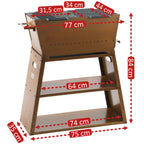 Holzkohle Grillwagen und Feuerstelle 2in1, Rostoptik, 77 x 44 x 84 cm, inkl. Grillrost und Grillplatte Gusseisen