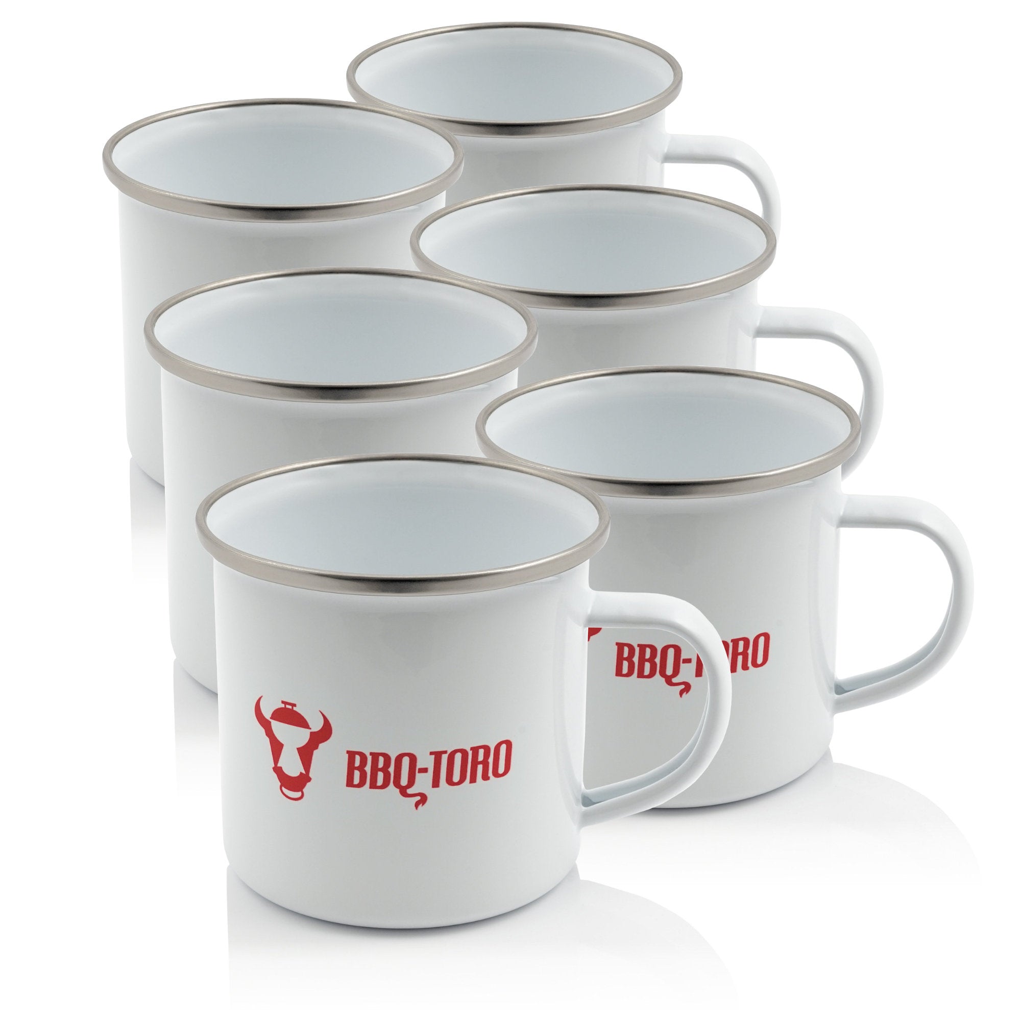 Tasse "BBQ-Toro", Emaille, 350 ml, Kaffetasse für Camping, Outdoor