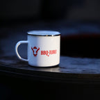 Tasse "BBQ-Toro", Emaille, 350 ml, Kaffetasse für Camping, Outdoor
