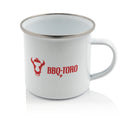 Tasse "BBQ-Toro", Emaille, 350 ml, Kaffetasse für Camping, Outdoor