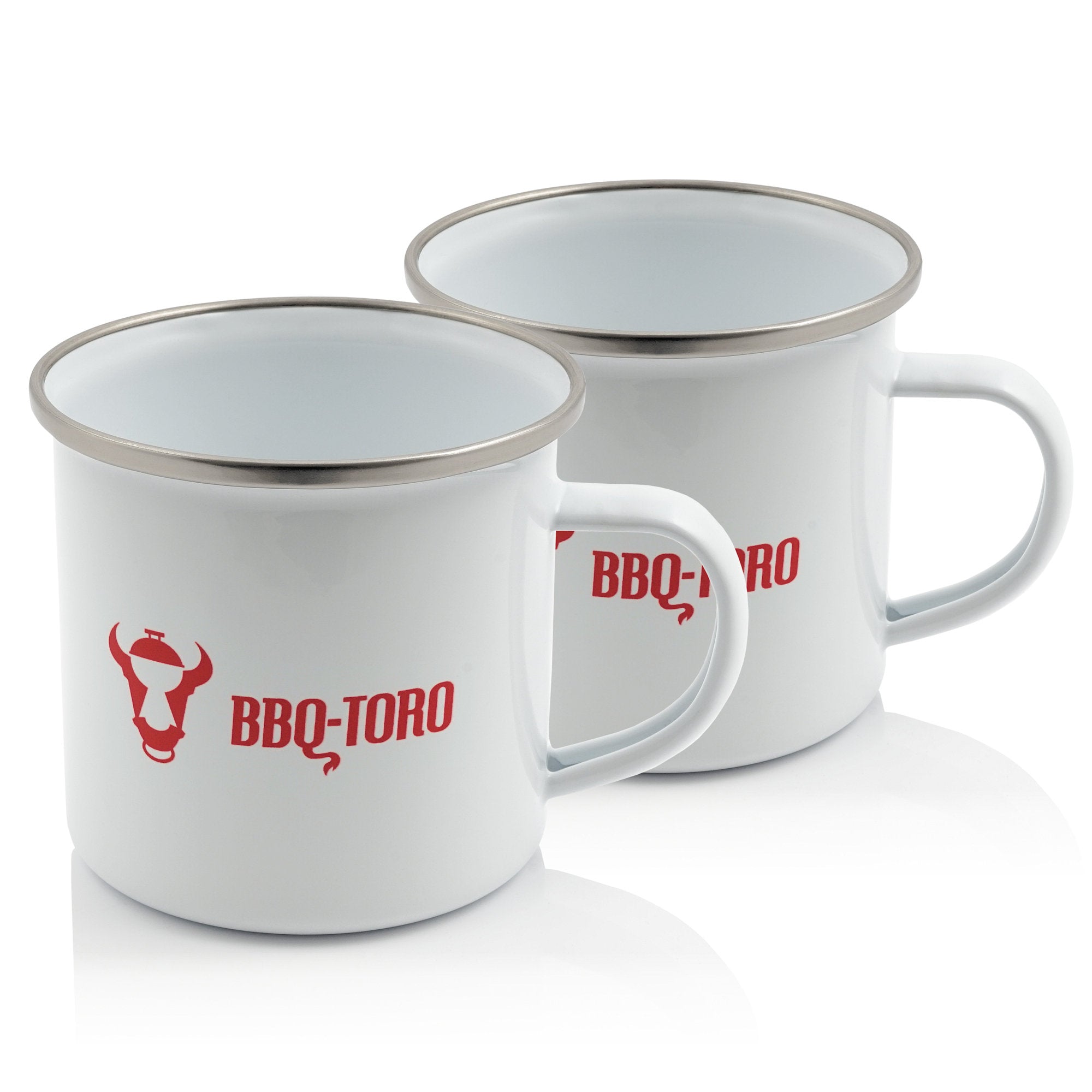 Tasse "BBQ-Toro", Emaille, 350 ml, Kaffetasse für Camping, Outdoor