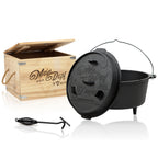 Dutch Oven "Mein Dopf", Gusseisen, 9 Liter, inkl. Holzkiste