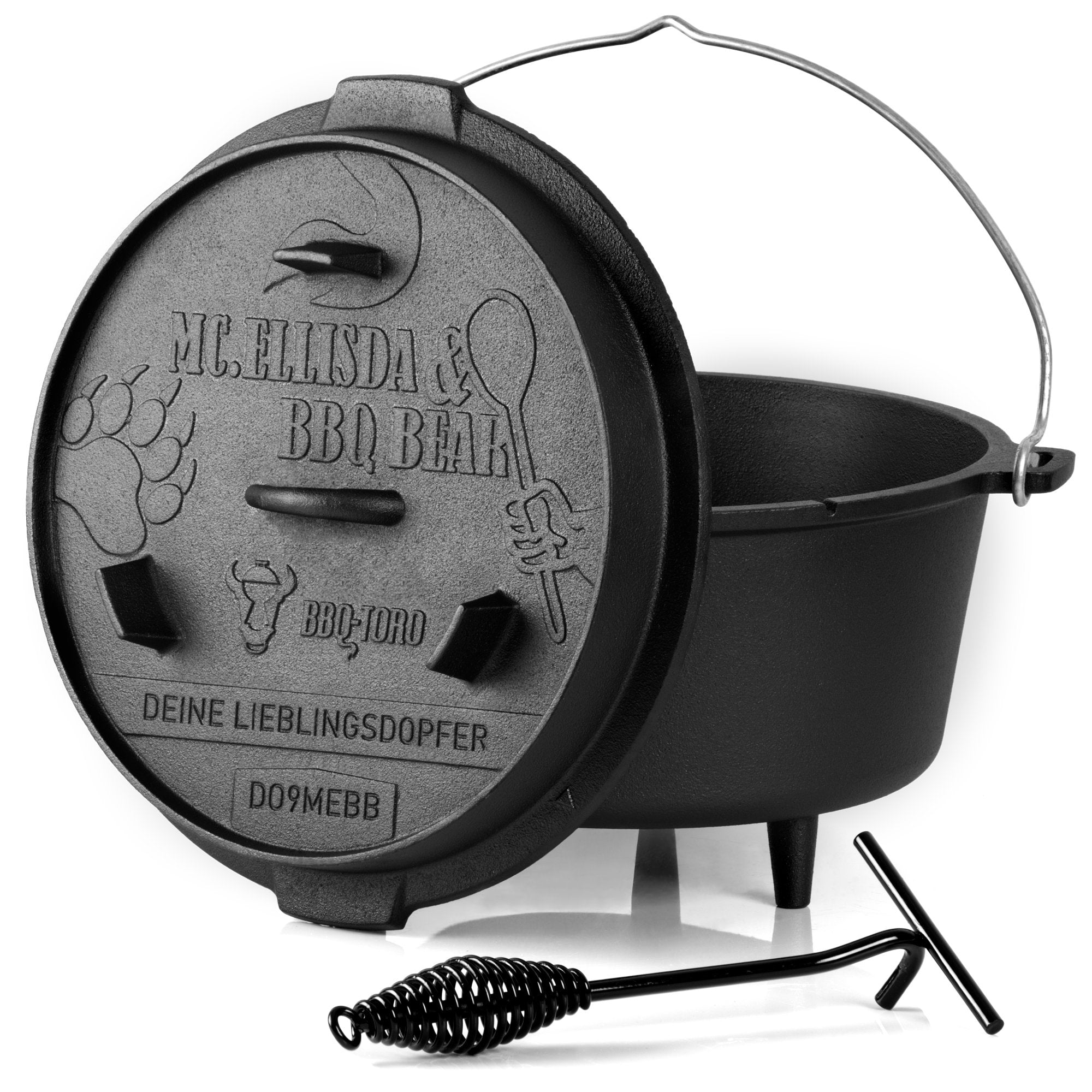 Cocotte en fonte « Votre cocotte en fonte préférée », 9 litres, Mc.Ellisda et BBQ Bear