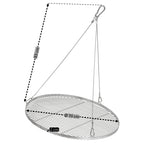 Barbecue trépied, 119 - 184 cm, fer galvanisé, grille incluse