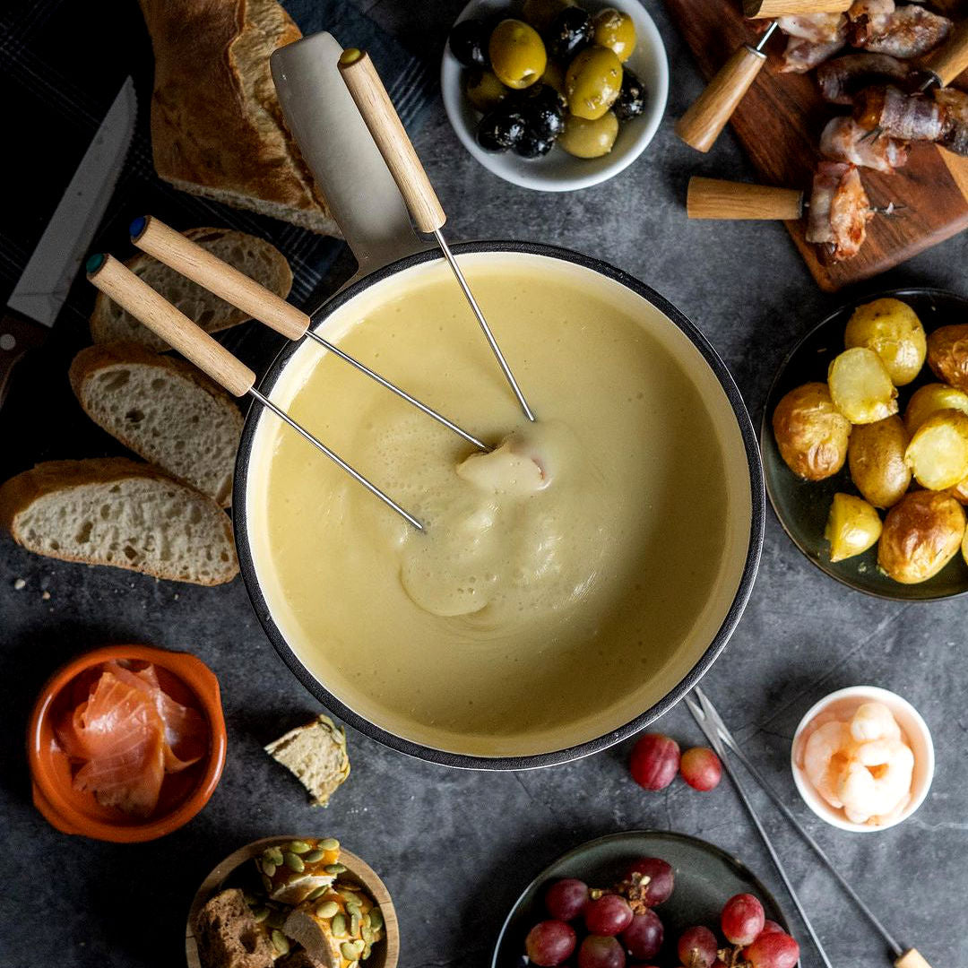 Fondue, Set 9-teilig, 2 Liter, Gusseisen, für 6 Personen