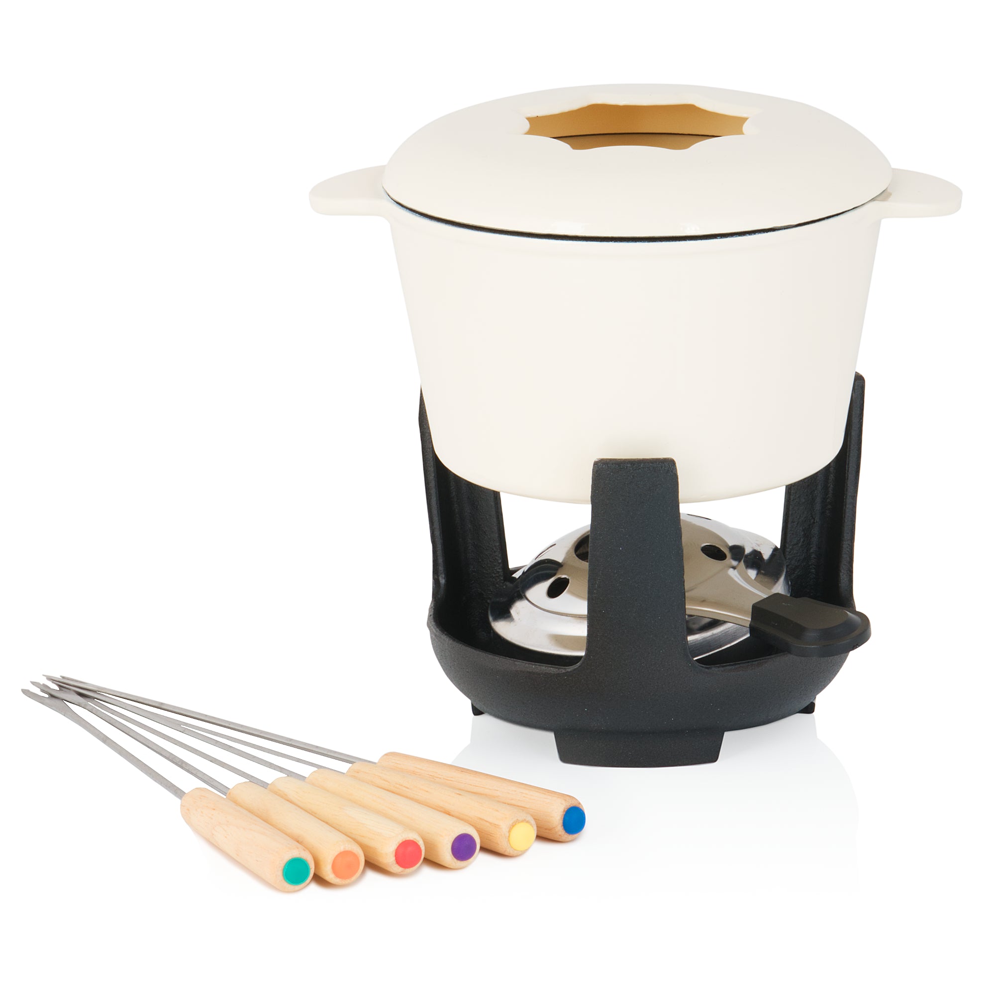 Fondue set, 13 pieces, 1 liter, cast iron, for 6 people