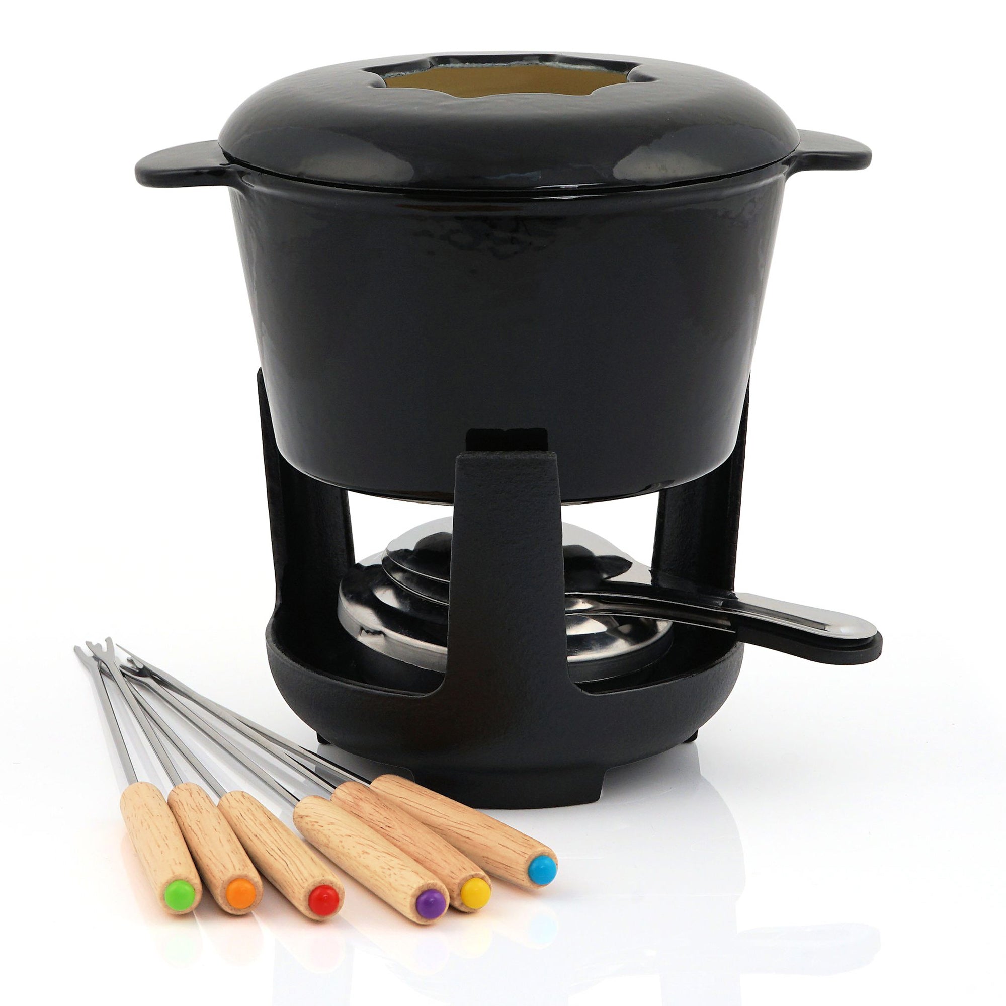 Fondue set, 13 pieces, 1 liter, cast iron, for 6 people