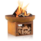 Fire bowl, Ø 70 cm, with wood storage compartment