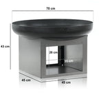 Fire bowl, Ø 70 cm, with wood storage compartment