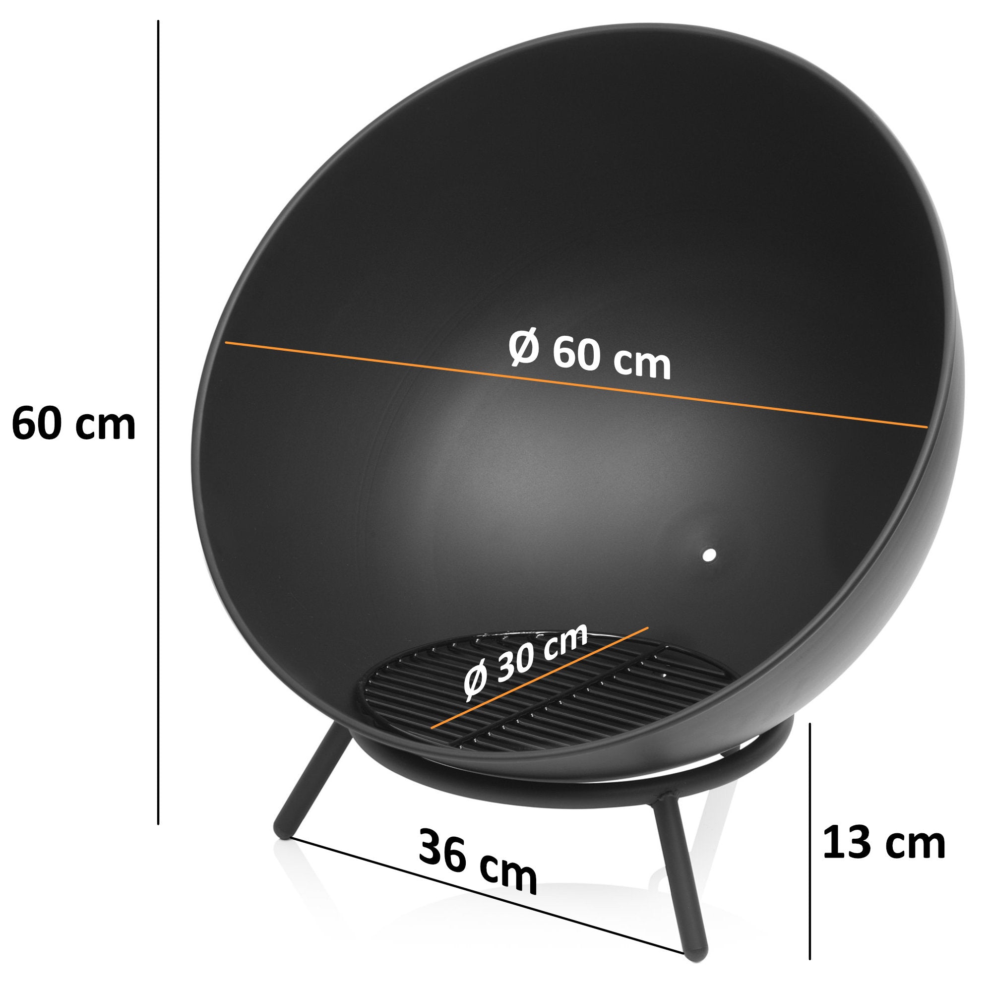 Feuerschale, 3-in-1, Ø 60cm, mit 3 Beinen