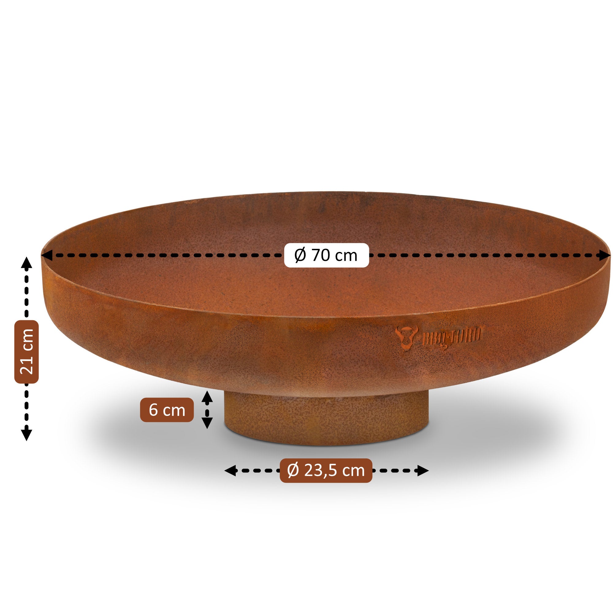 Brasero, aspect rouille, avec support