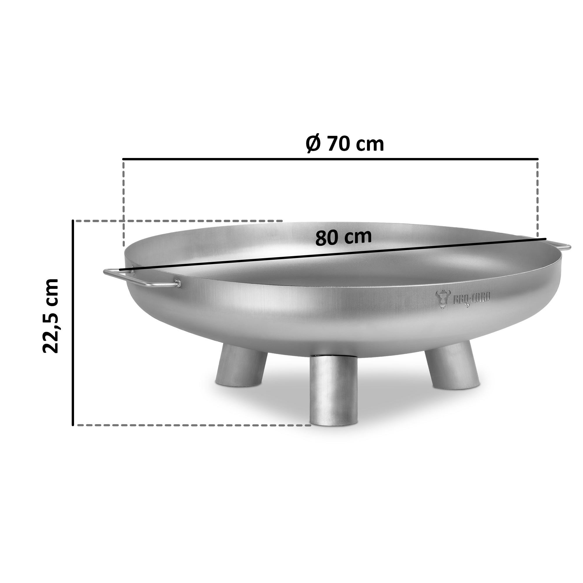 Brasero, Ø 70 cm, acier inoxydable, trépied