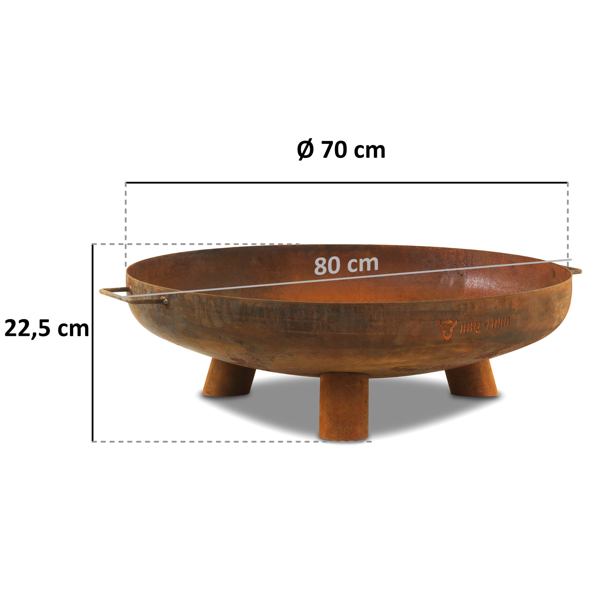 Feuerschale, Ø 70 cm, Edelstahl, Dreibein