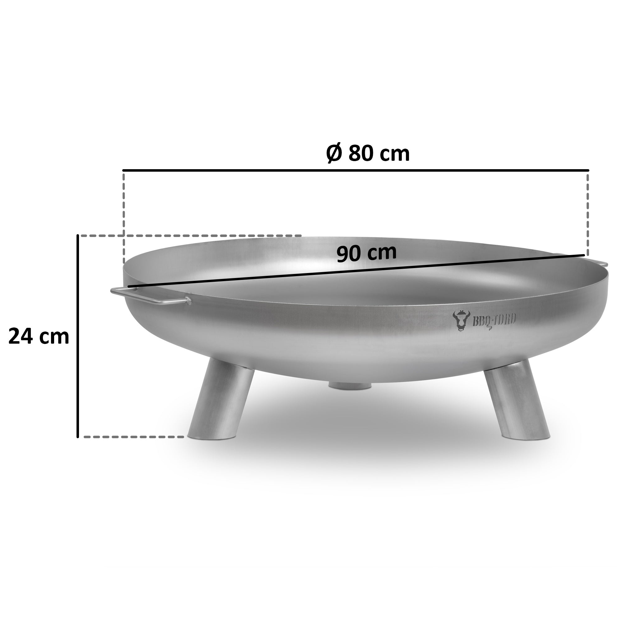 Brasero, Ø 80 cm, acier inoxydable, trépied