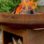 Fire bowl, Ø 60 cm, with wood storage compartment