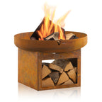 Fire bowl, Ø 60 cm, with wood storage compartment