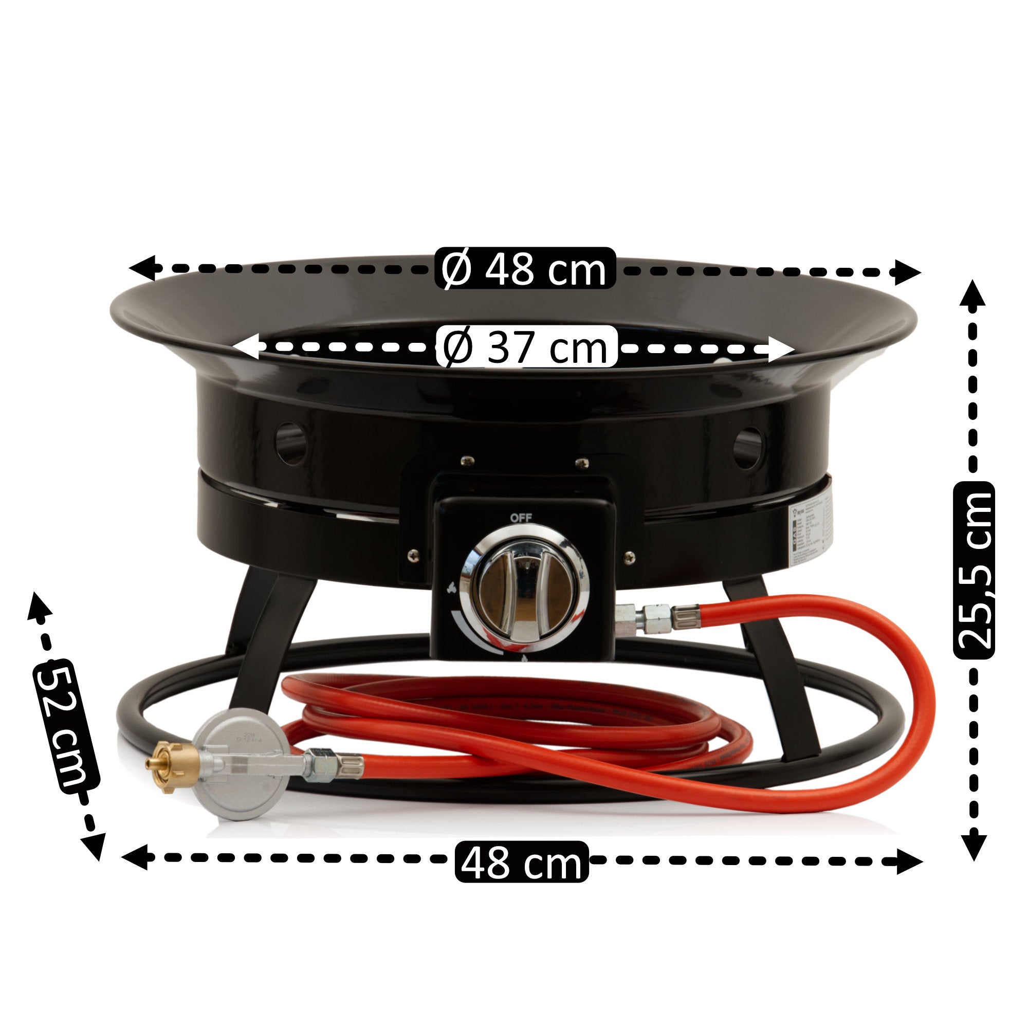 Foyer extérieur à gaz, Ø 48 cm, pierres de lave incluses