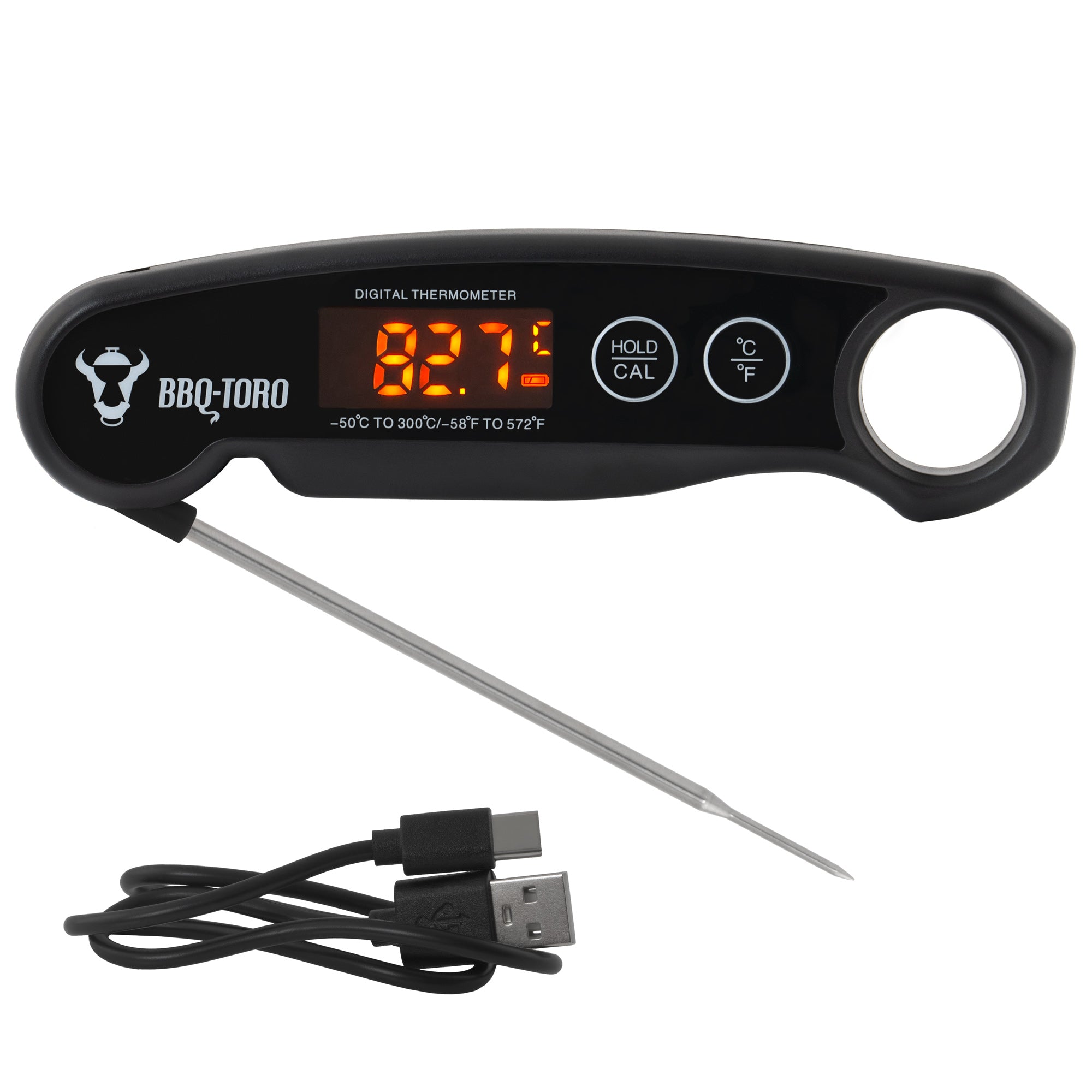 Rechargeable digital grill thermometer, -50°C to 300°C, including LCD display
