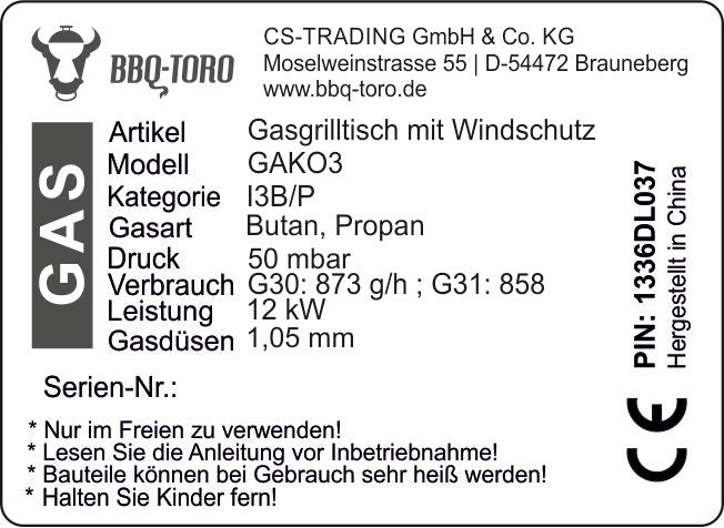 Table de barbecue à gaz, comprenant une plaque de cuisson en acier inoxydable et 2 brûleurs en fonte.