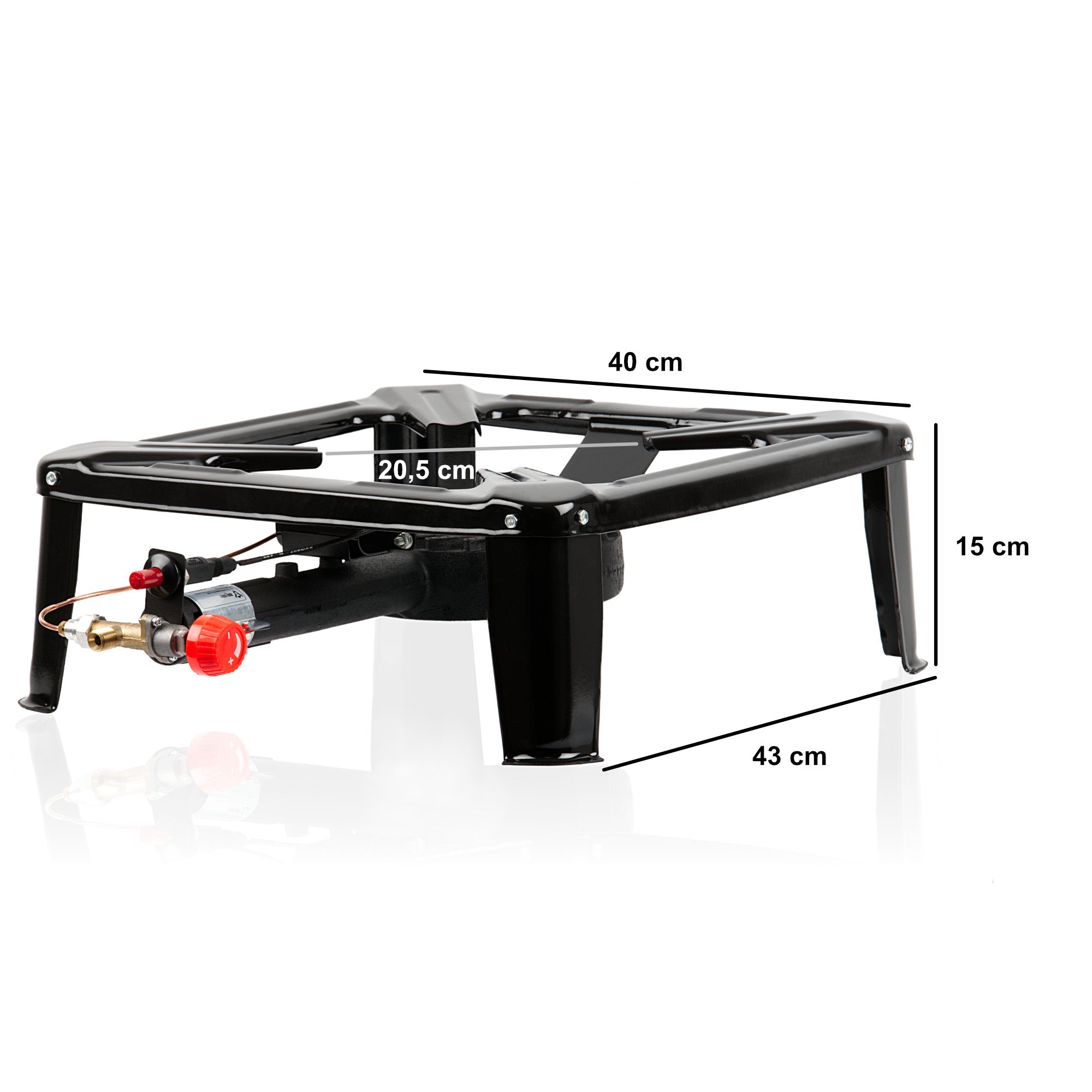 Gas cooker, cast iron, 1-ring gas burner, with piezo igniter, 40 x 40 x 15 cm