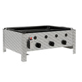 Commercial-grade griddle, stainless steel, 3-burner, 64 x 52 x 27 cm, including enamelled pan