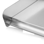 Plancha en acier inoxydable, comprenant spatule et rigole d'égouttage, plateau de cuisson