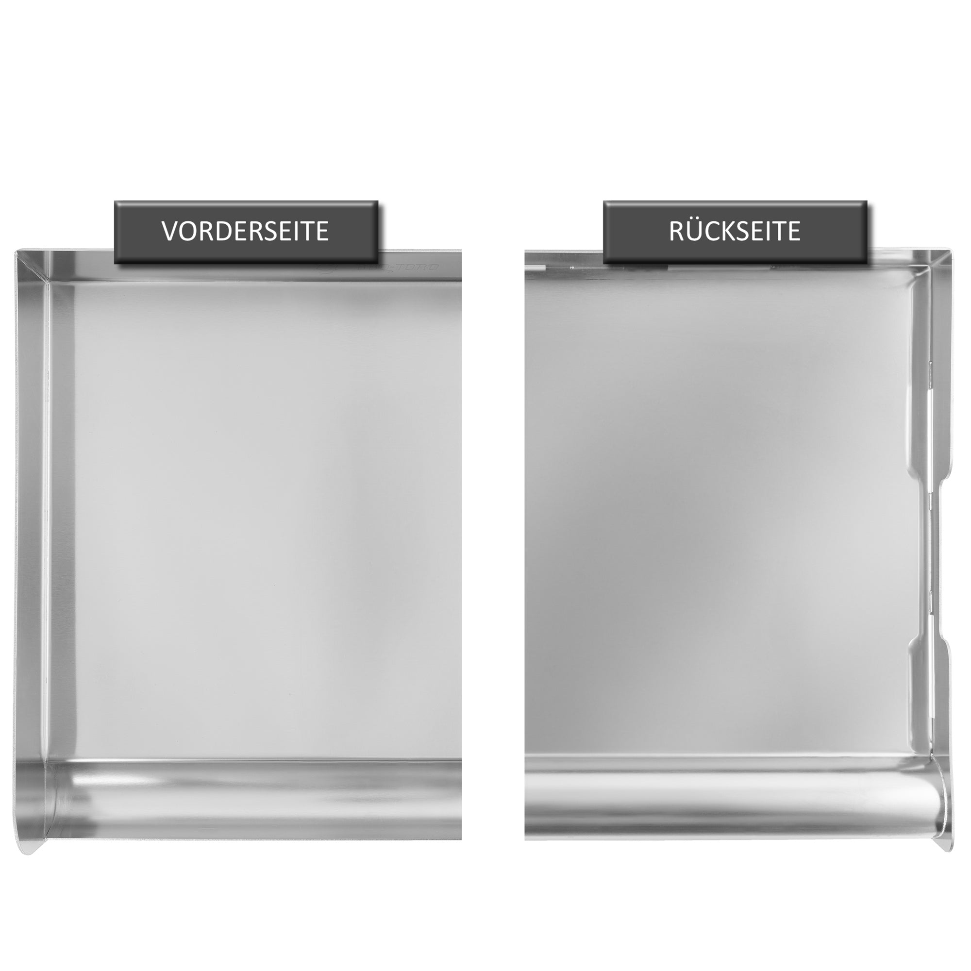 Plancha en acier inoxydable, comprenant spatule et rigole d'égouttage, plateau de cuisson