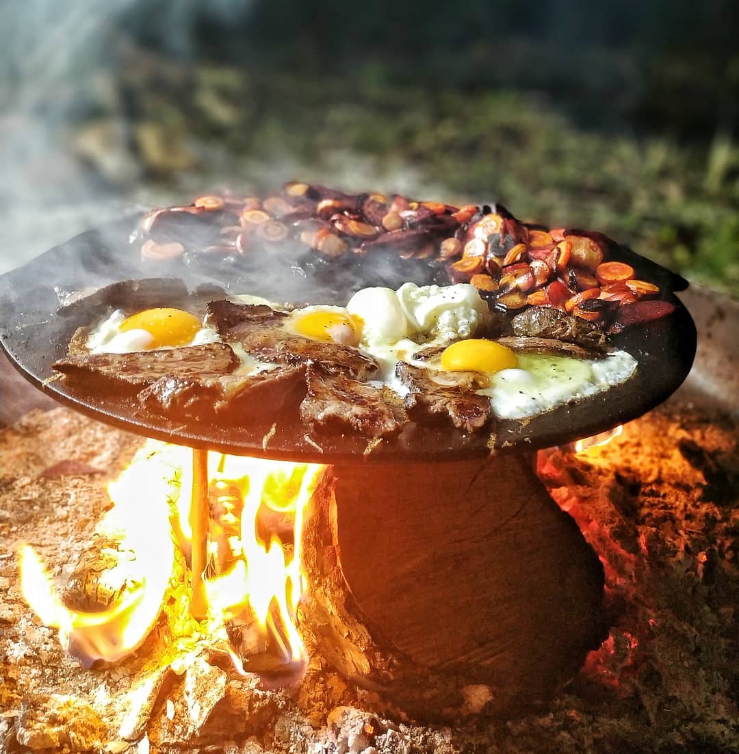 Plaque de cuisson en fonte, à 3 pieds, ronde
