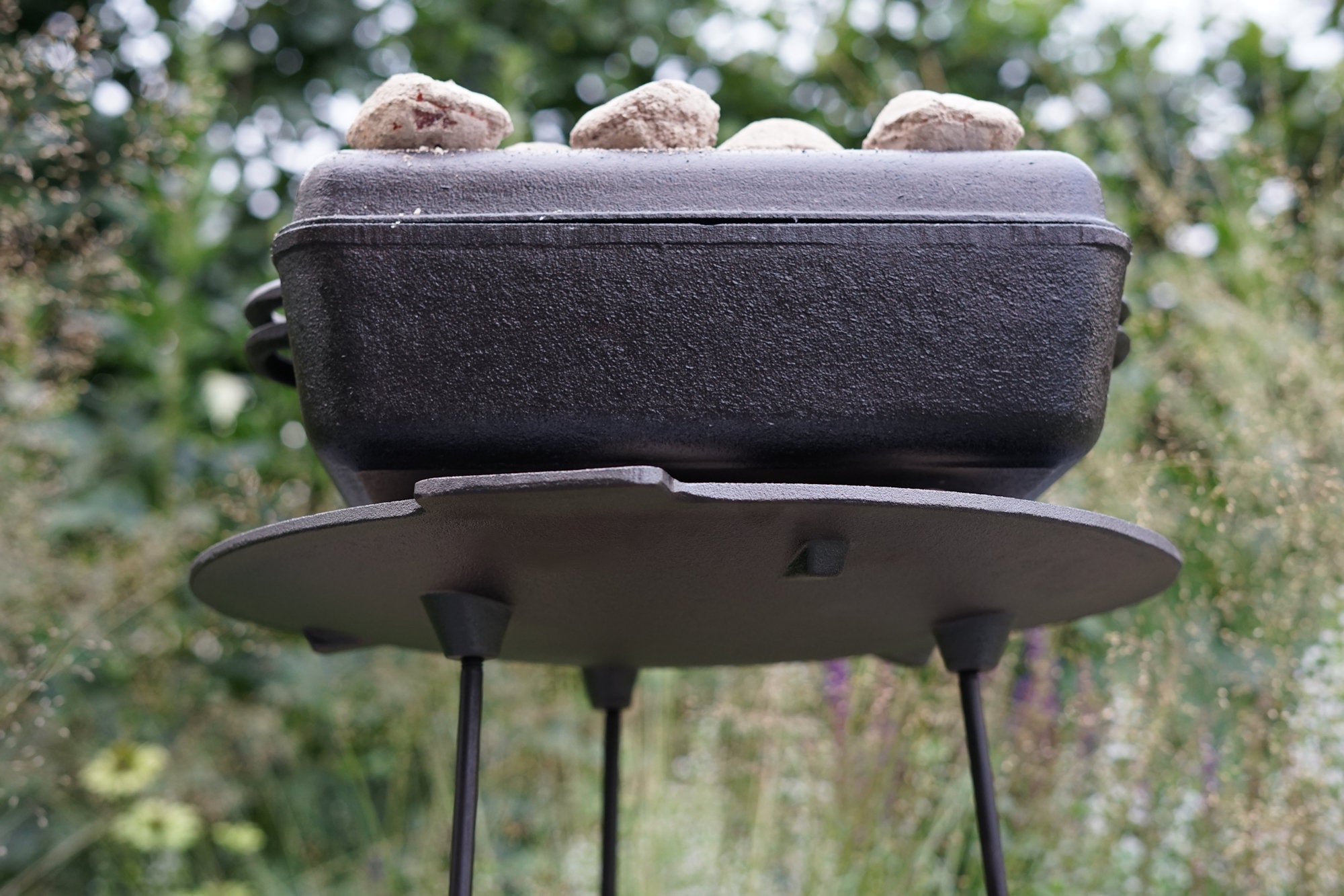 Plaque de cuisson en fonte, à 3 pieds, ronde