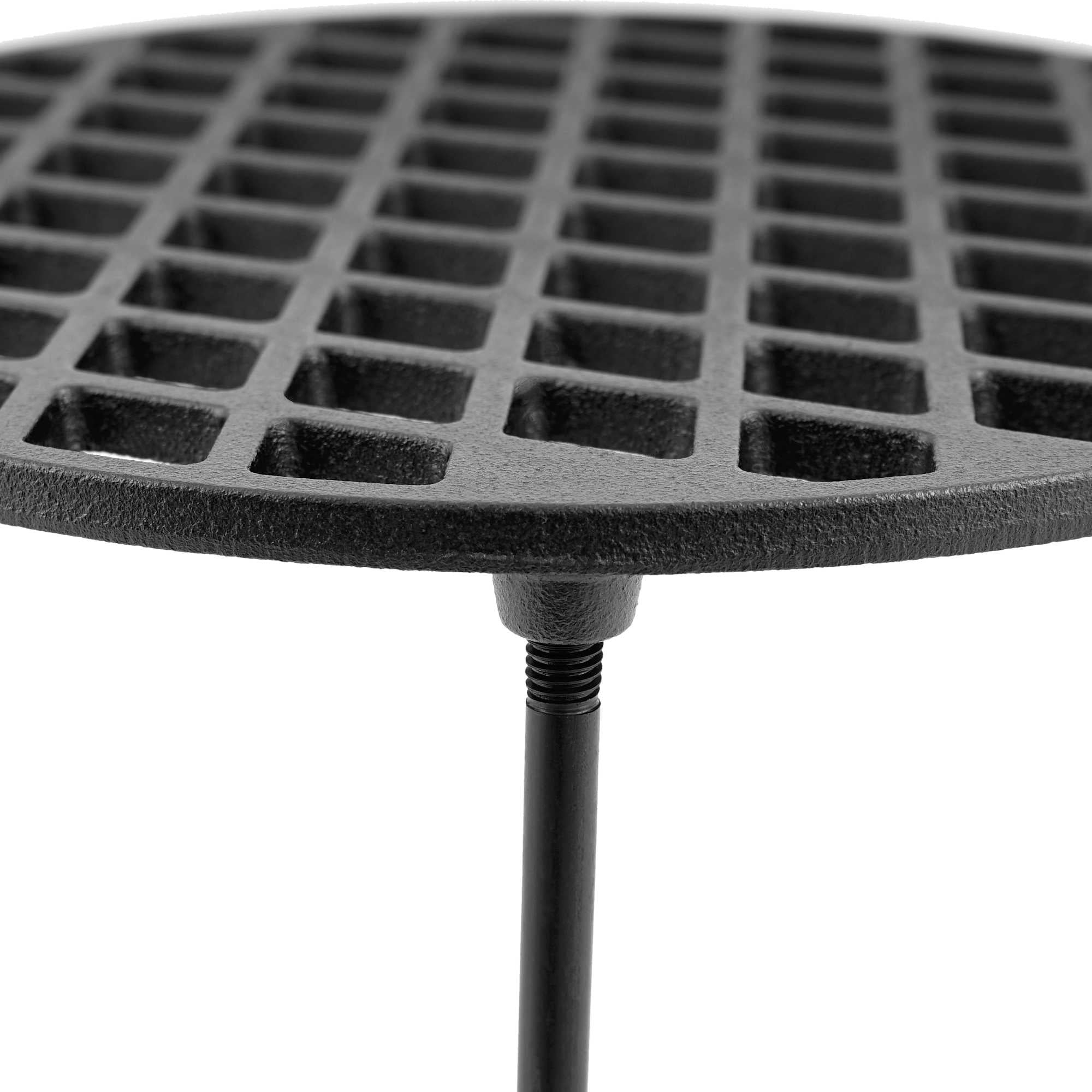 Grillrost, Gusseisen, mit 3 Beinen, rund
