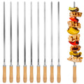 Grillspieße, 10er Set, Edelstahl, mit Holzgriff