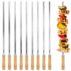 Grillspieße, 10er Set, Edelstahl, mit Holzgriff