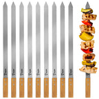 Grillspieße, 10er Set, Edelstahl, mit Holzgriff