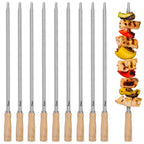Grillspieße, 10er Set, Edelstahl, mit Holzgriff