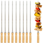 Grillspieße, 10er Set, Edelstahl, mit Holzgriff